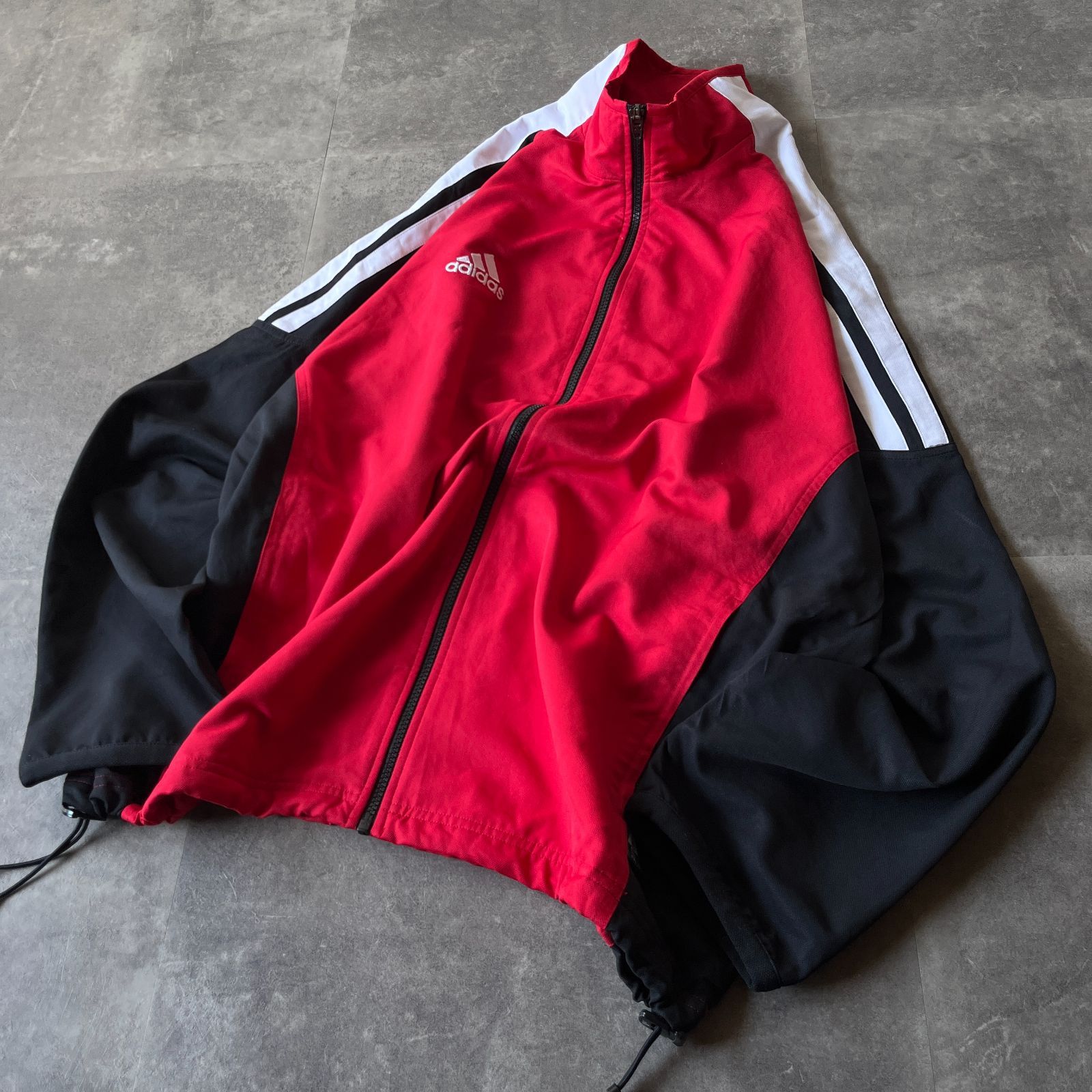 adidas スポーツジャケット 黒/赤/白 トラックジャケット 90s adidas