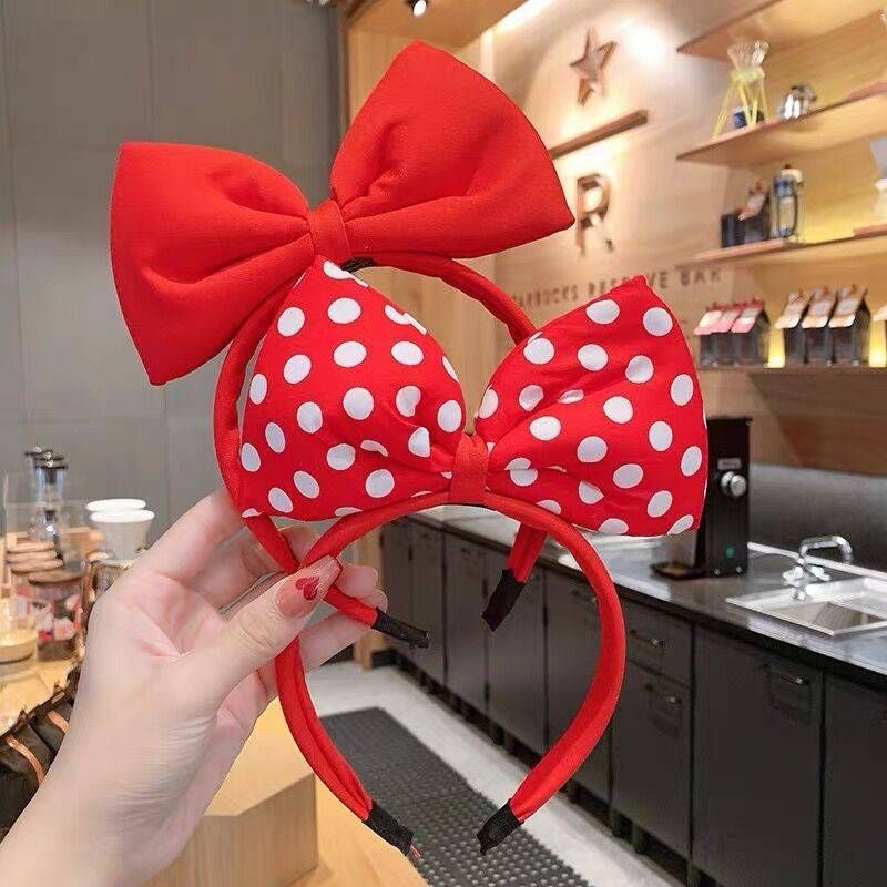 BABY 2つリボンカチューシャ　えんじ　赤　ドット　水玉 かんたん リボン カチューシャ 水玉 ドット 学芸会 お遊戯会 衣装 子供