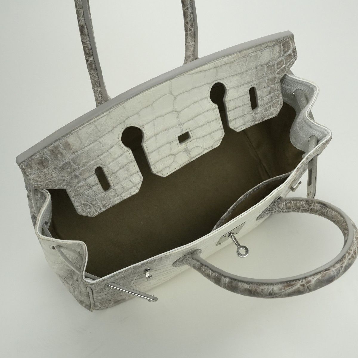 バッグ トートバッグ ヒマラヤ クロコダイル ホワイト系 白 シルバー
