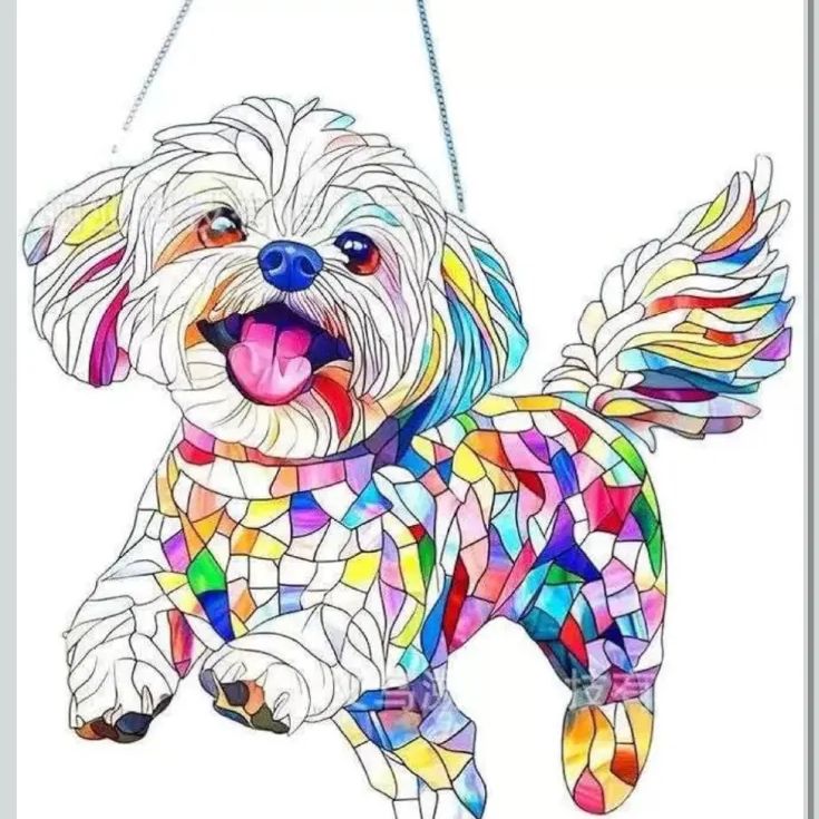 新商品】マルチーズ 犬柄 ドッグ ステンドグラス風 サンキャッチャー