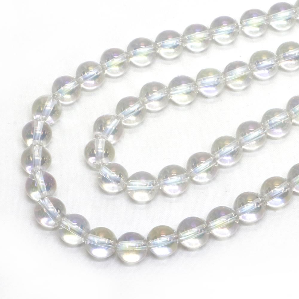 ○1連販売○アクアオーラ レインボーオーラ 【丸玉】8mm【天然石