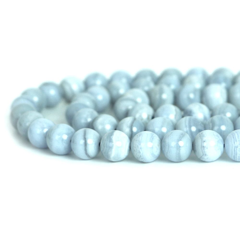 ○1連販売○ブルーレースアゲート【丸玉】8mm【天然石 ビーズ