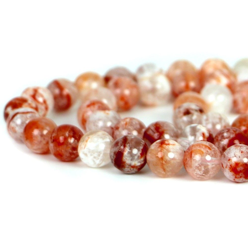 ○1連販売○スノーフレークゴーストクリスタル【丸玉】8mm【天然石