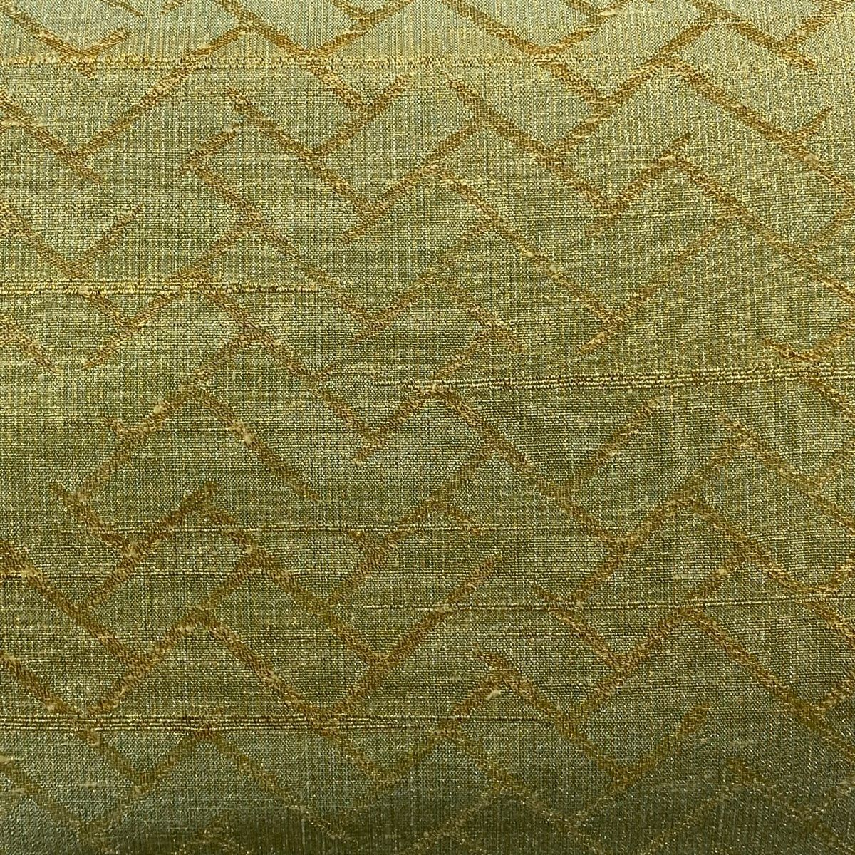 美品】 袋帯 逸品 桝屋高尾 落款 ねん金綴錦 桧垣文 段縞 金糸 箔 黄