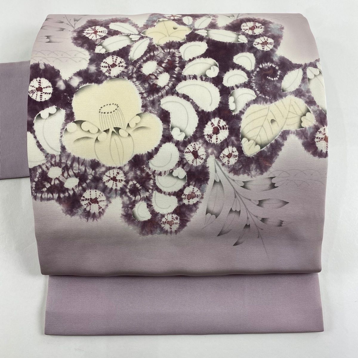 半幅帯 美品 逸品 想屋 桜 花唐草 薄紫 正絹 【中古】 名古屋帯 秀