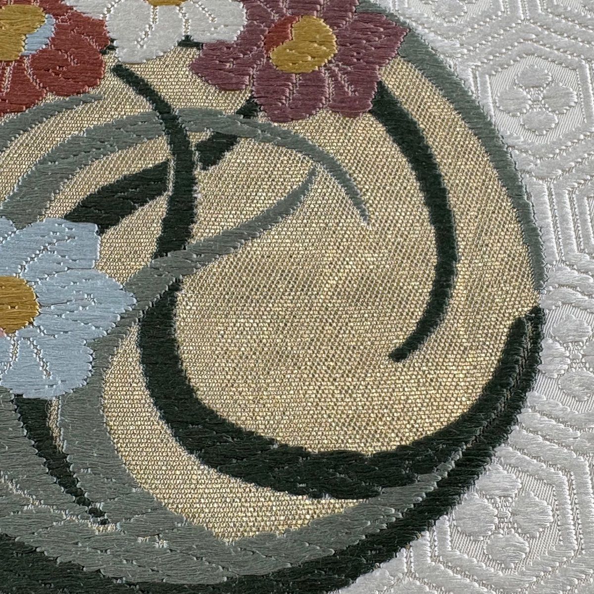 正絹　六通袋帯【丸紋　花　亀甲】 正絹 六通袋帯【丸紋 花 亀甲】 正絹 六通袋帯【丸紋 花 亀甲】 -