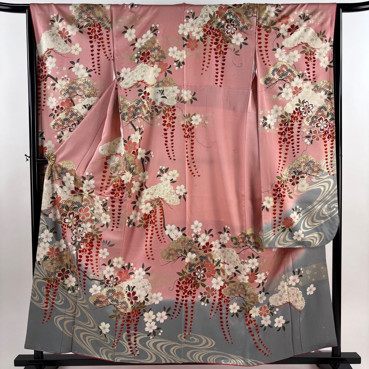 振袖フルセット 身丈175裄67.5 枝垂れ花文様 金彩 逸品 ピンク 成人式 振袖フルセット 身丈175裄67.5 枝垂れ花文様 金彩 逸品 ピンク 成人式