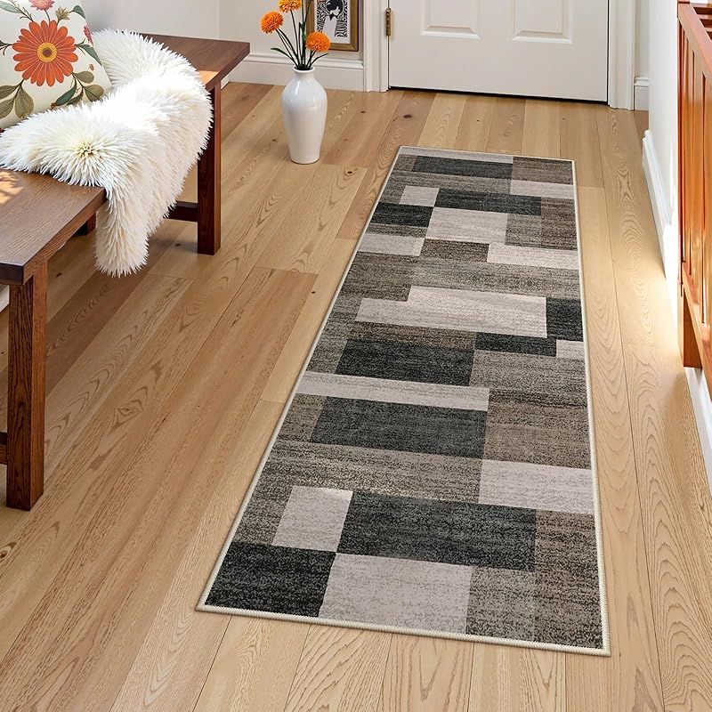 【新品】 HAOCOO 廊下 ラグ 洗える 60X180cm 台所マット 厚さ5mm 北欧風 ホットカーペット対応 ロングカーペット 廊下敷き フローリングマット 滑り止め 漏れ防止 防音 玄関 バスマット ブラウン 0