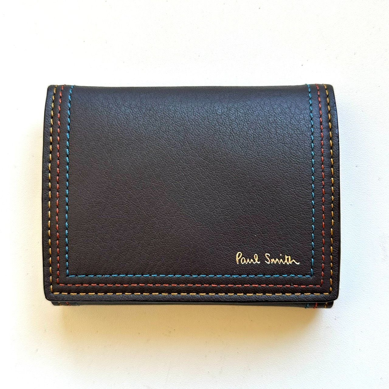 美品 Paul Smith ポールスミス 二つ折り財布 黒 ストライプデザイン 極 