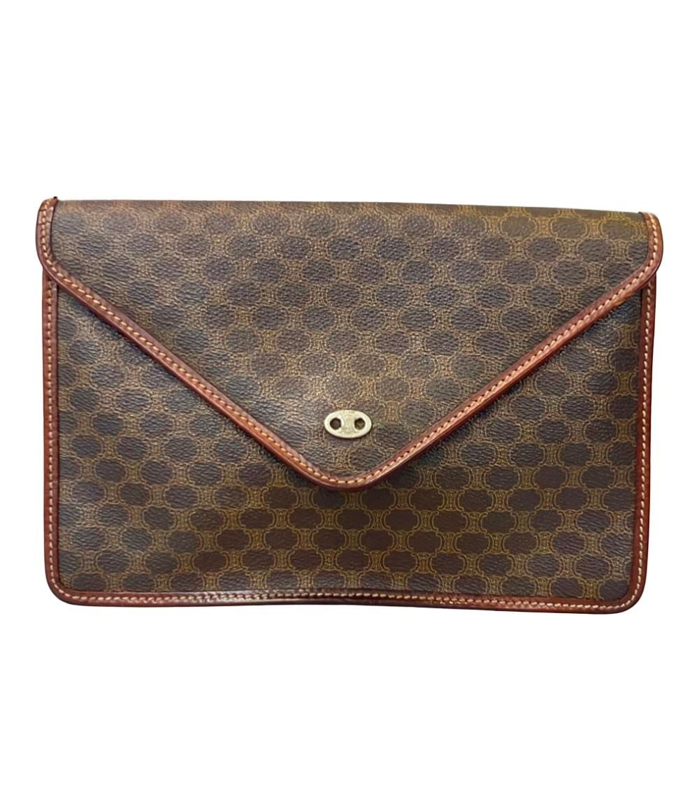 CELINE】メッセンジャーバッグ マカダム柄 ゴールド金具 ブラウン PVC