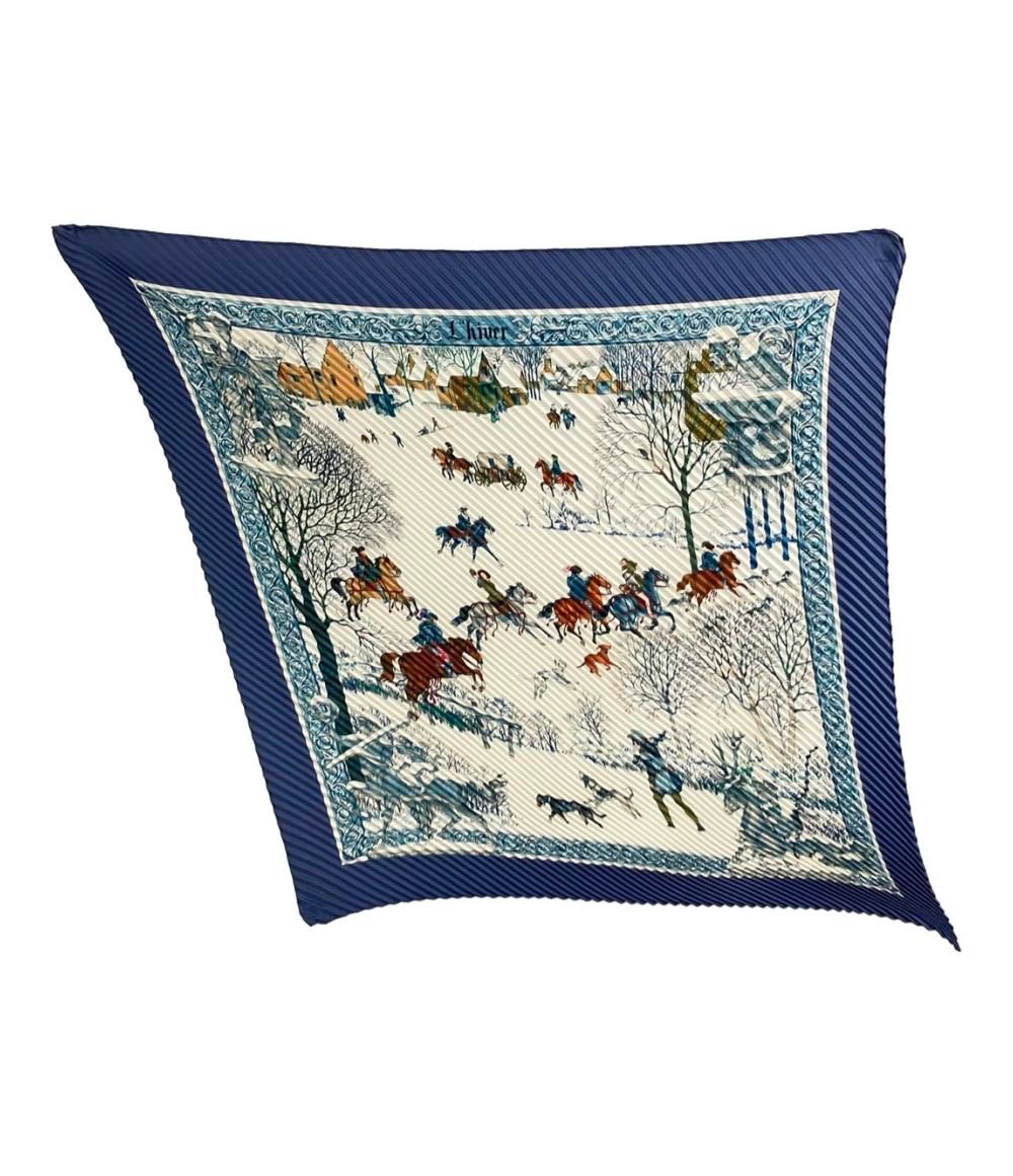 美品 エルメス スカーフ シルク100% プリーツカレ90 Lhiver レディース