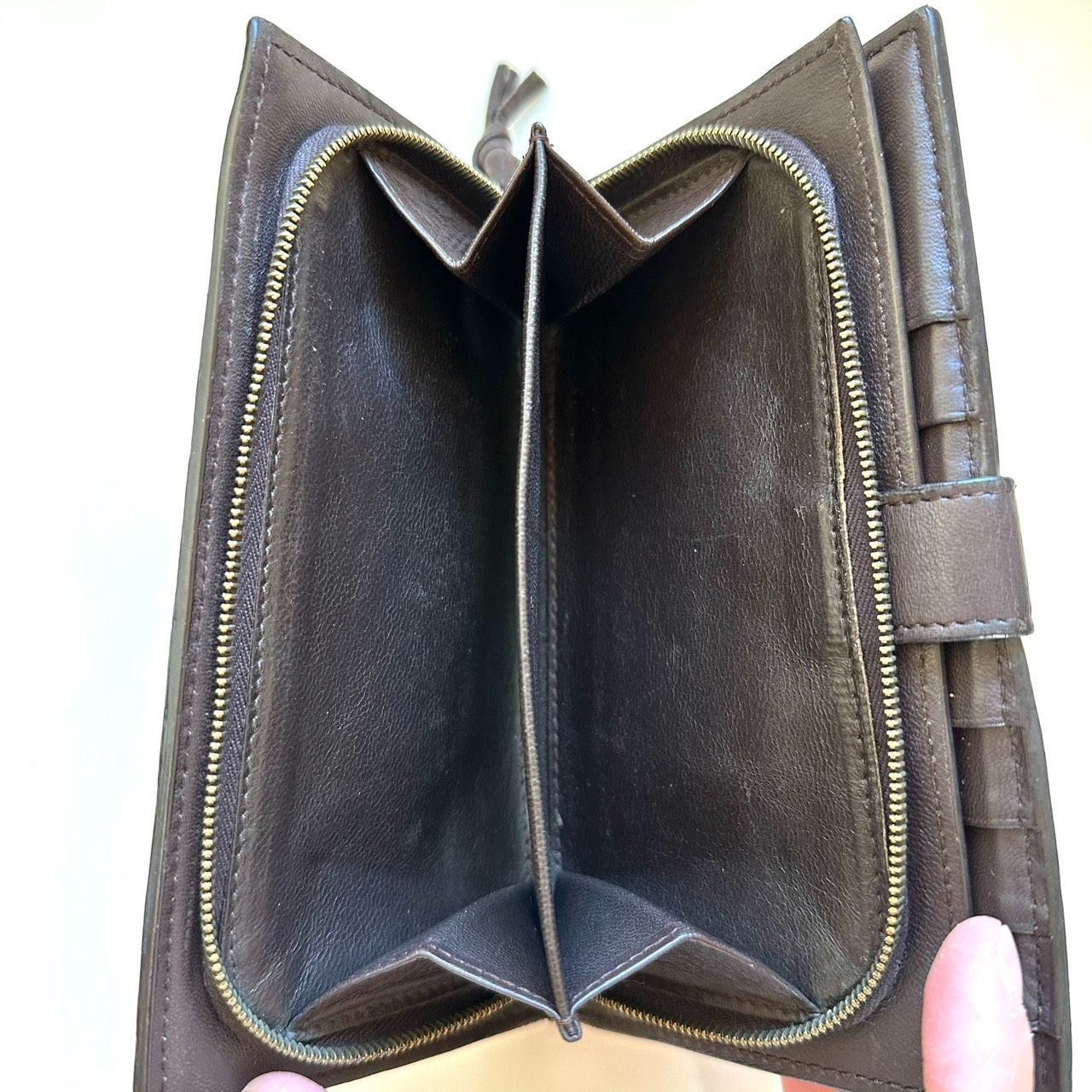 Bottega Veneta イントレチャート ダークブラウン 長財布 Bottega Venetaボッテガ 長財布 イントレチャート ダークブラウン