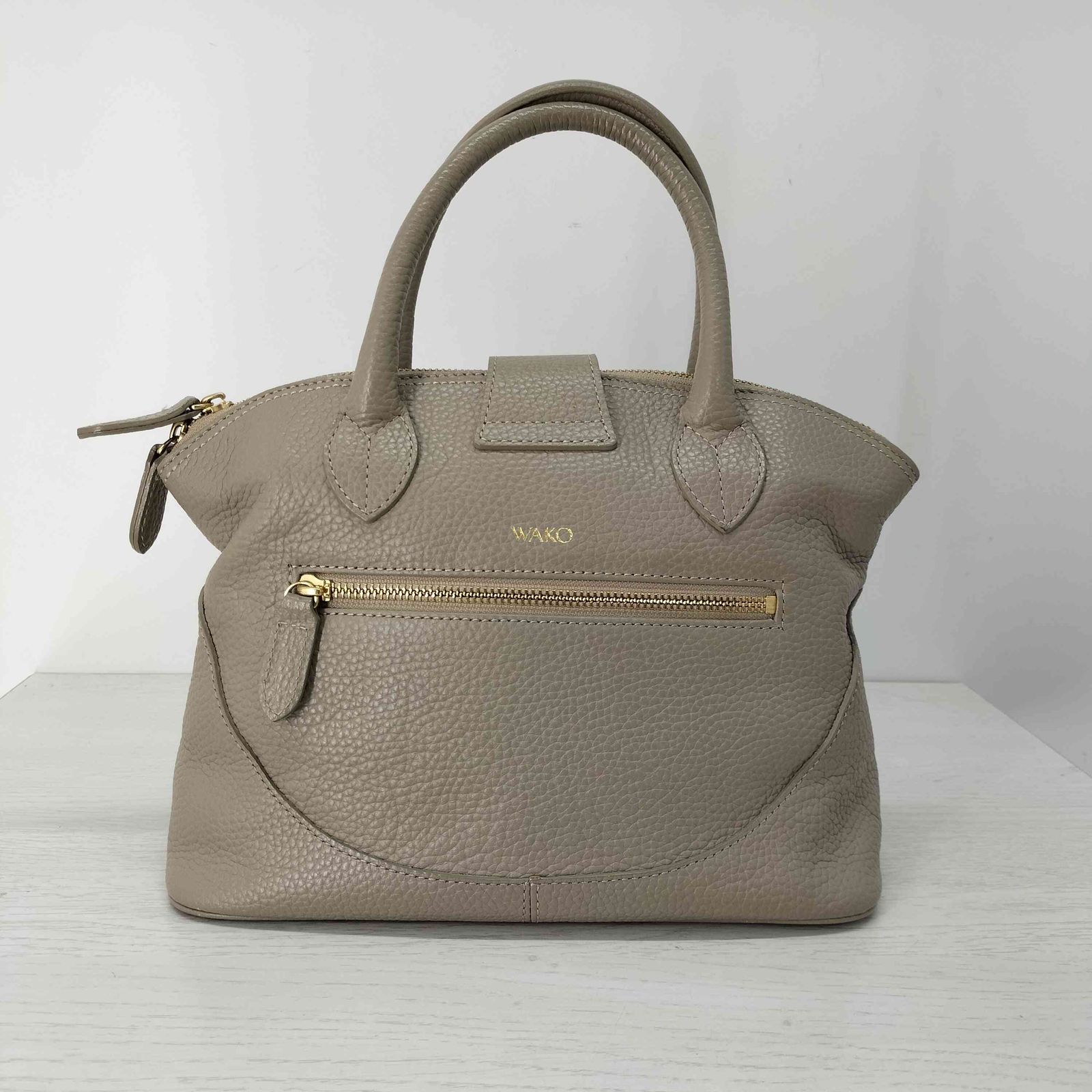 専用品WAKO 銀座和光 シボ革 レザー グレージュ 2WAYハンドバッグ 和光 WAKO トートバッグ ショルダー 2WAY レザー マグネット ロゴ