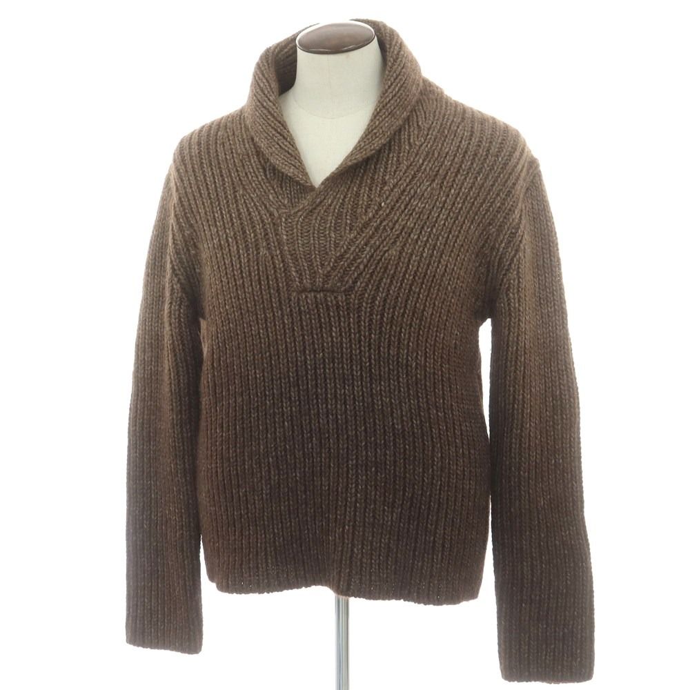 【中古】アルマーニ コレッツォーニ ARMANI COLLEZIONI ローゲージ アルパカ混ウール ショールカラー プルオーバーニット ブラウン【サイズ52】【メンズ】