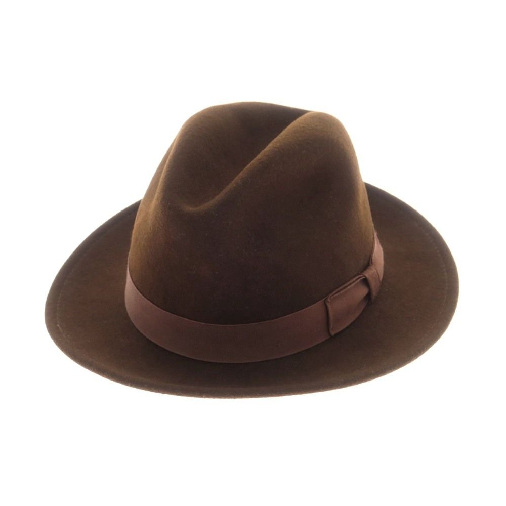 美品　USA製　ニューヨークハット　中折れハット　ウール　ブラウン　58cm 中古】ニューヨークハット NEW YORK HAT ウール フェルト 中折れハット
