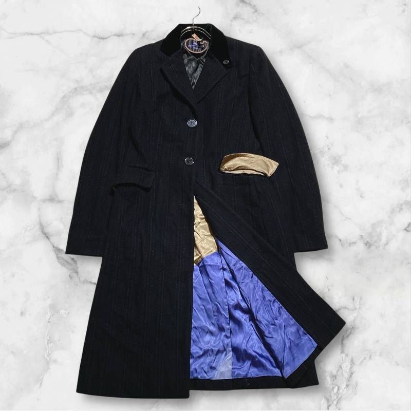 ETRO エトロ チェスターコート パッチワーク カシミヤ混 ベロア