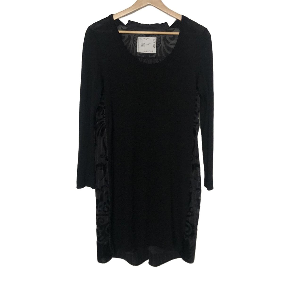 sacaiブラック長袖ロングワンピース サイズ1 Sacai(サカイ) ワンピース サイズ1 S レディース - 14-02073 黒 クルー