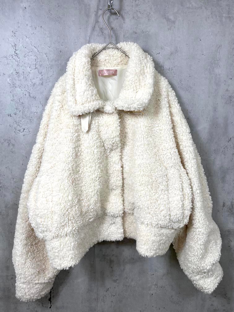 VIOLETTA ホワイト ショートコート Mサイズ VIOLETTA ボアショート