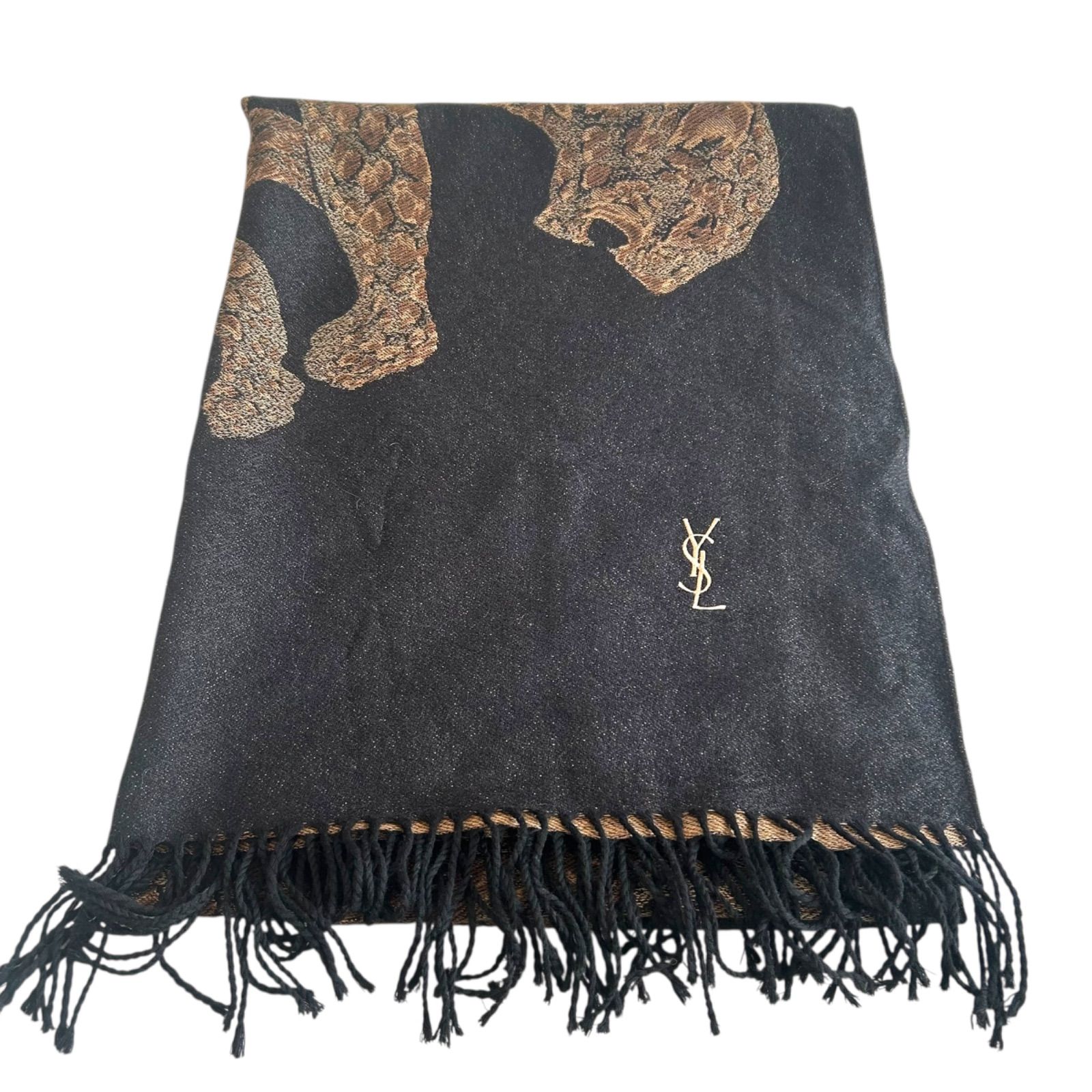 Z1606 Yves Saint Laurent イヴサンローラン ストール ブラック