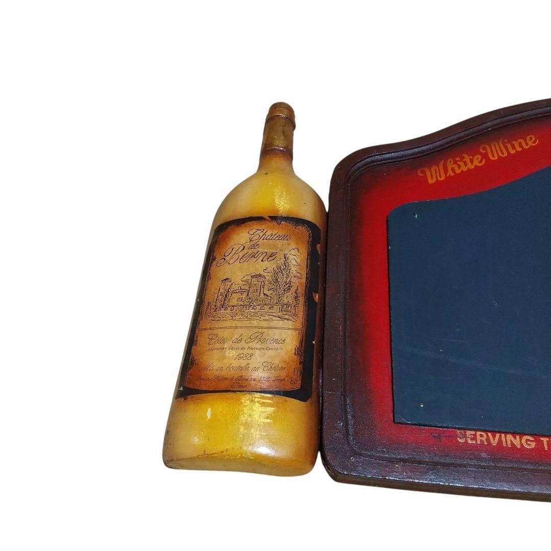 中古】ワイン 木製 パネル 白/赤ワイン 黒板 温度計付き サインボード