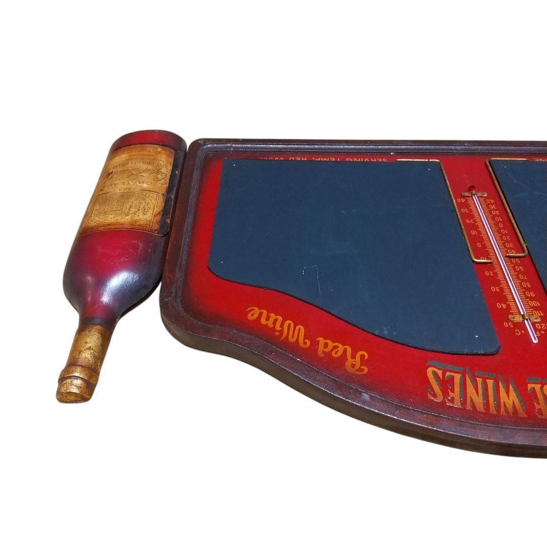 中古】ワイン 木製 パネル 白/赤ワイン 黒板 温度計付き サインボード