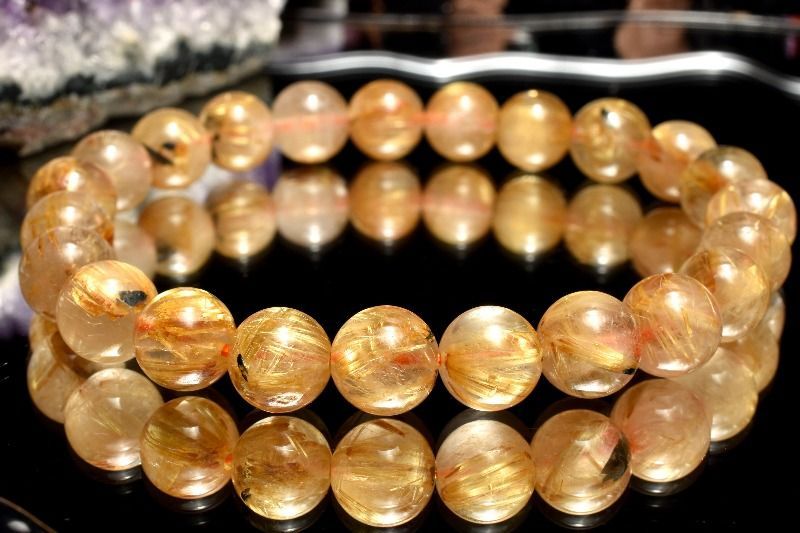 1点物】母岩入り！ ヘマタイトインタイチンルチルクォーツ 8mm