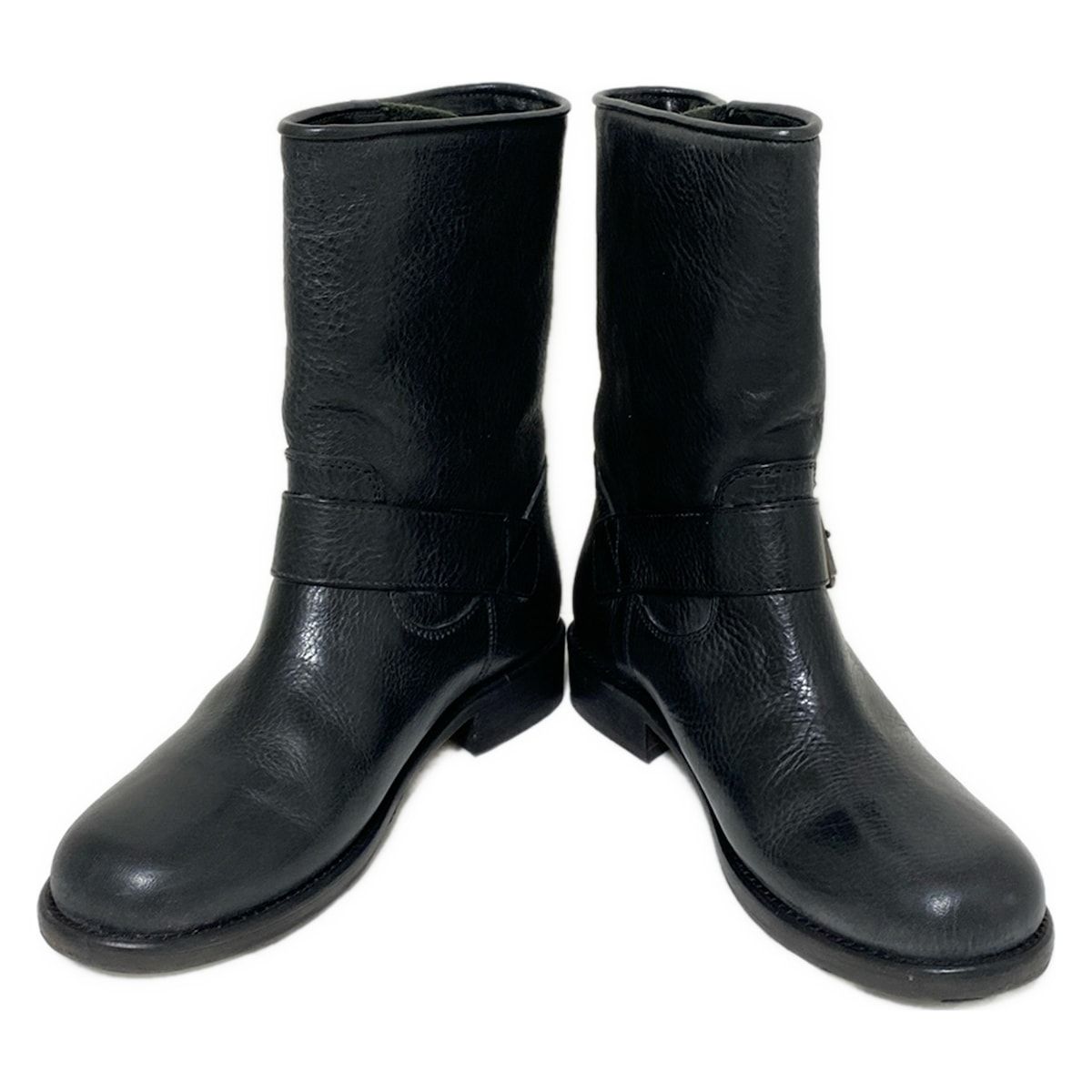 極美品✨ ファビオルスコーニ 【37】 ショートブーツ ブラック レザー ファビオルスコーニ FABIO RUSCONI バックジップスムースレザー