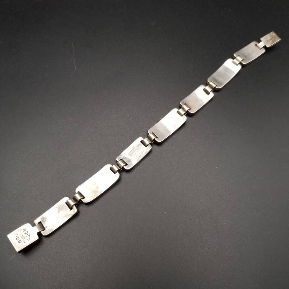 メキシコ 925 シルバー フローラル パネル オニキス インレイ 
