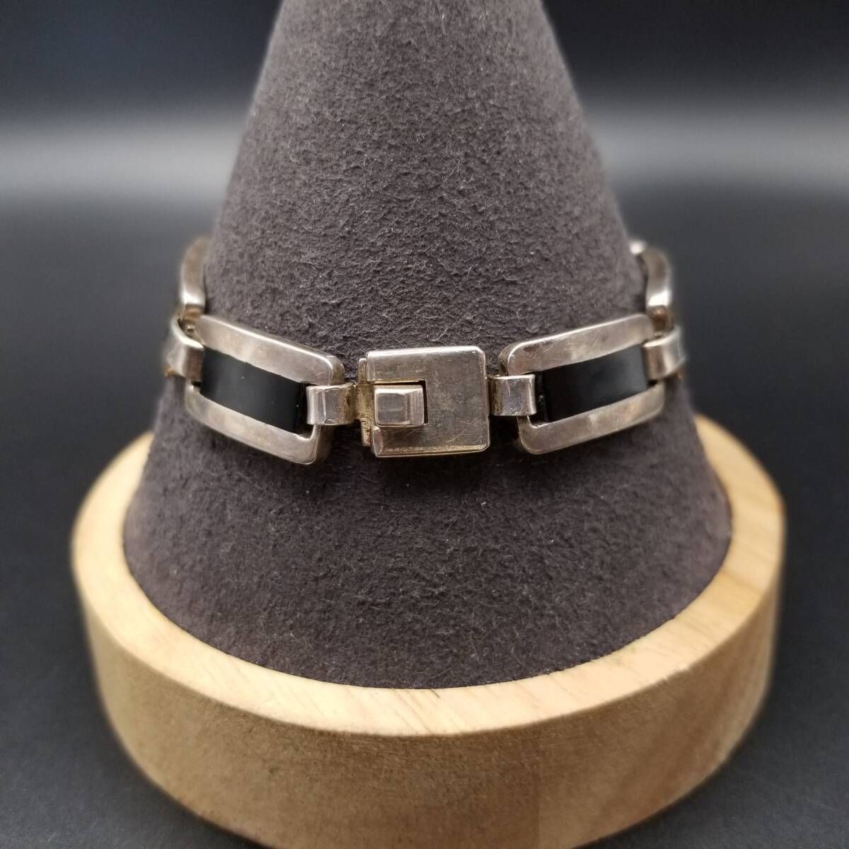 メキシコ 925 シルバー フローラル パネル オニキス インレイ