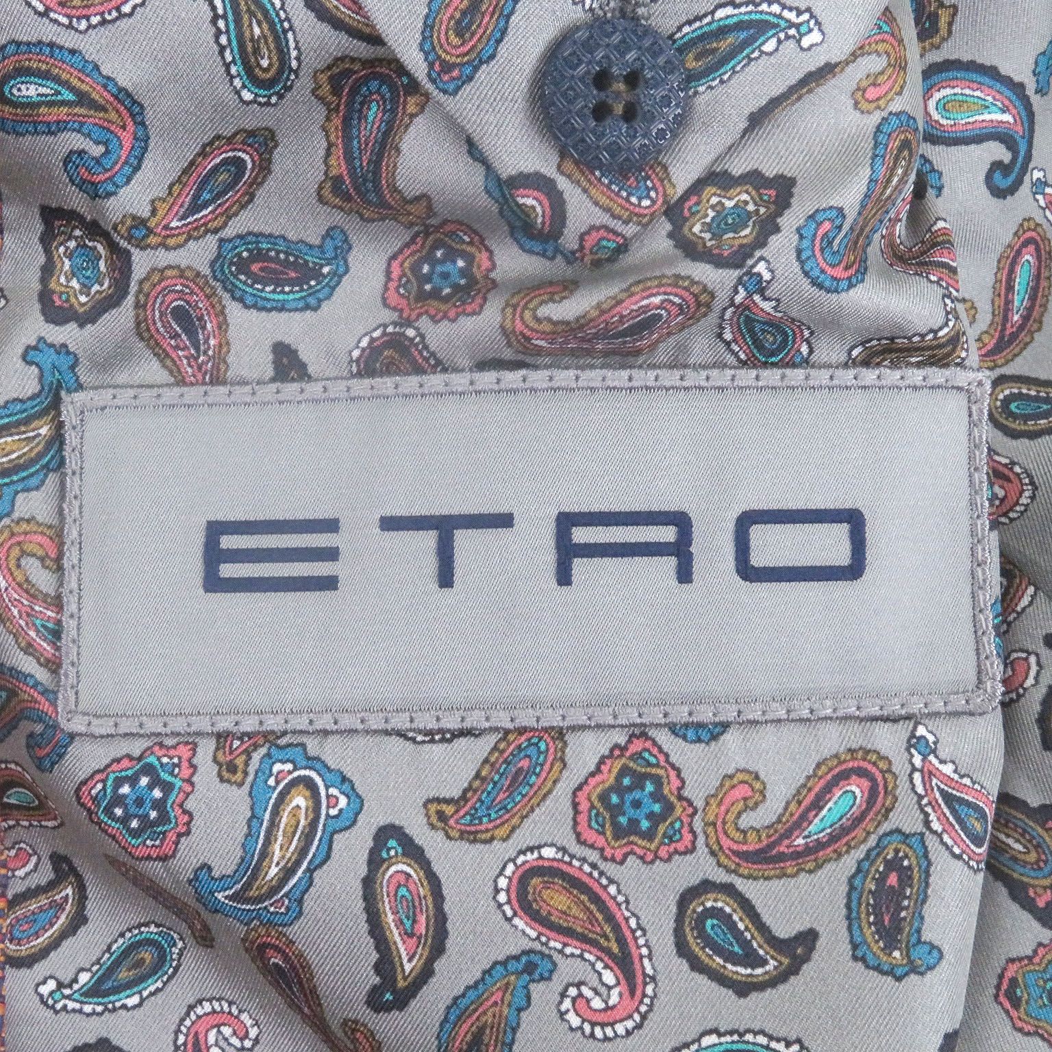 極美品□ETRO エトロ リネン 裏シルク100％/ペイズリー柄 シングル