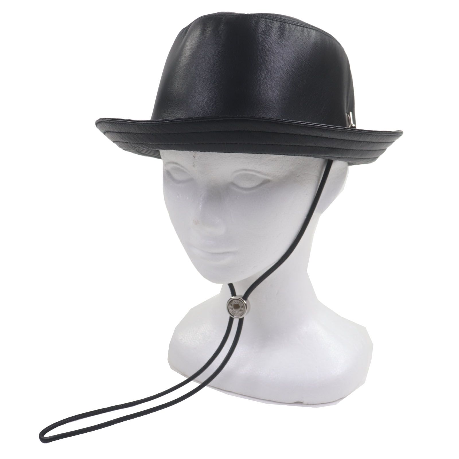 【美品】HERMES 帽子　羊革ボア＆カシミヤ　バケットハット　58cm 黒 HERMES 【新品未使用】エルメス バケットハット ハーパー・エミール