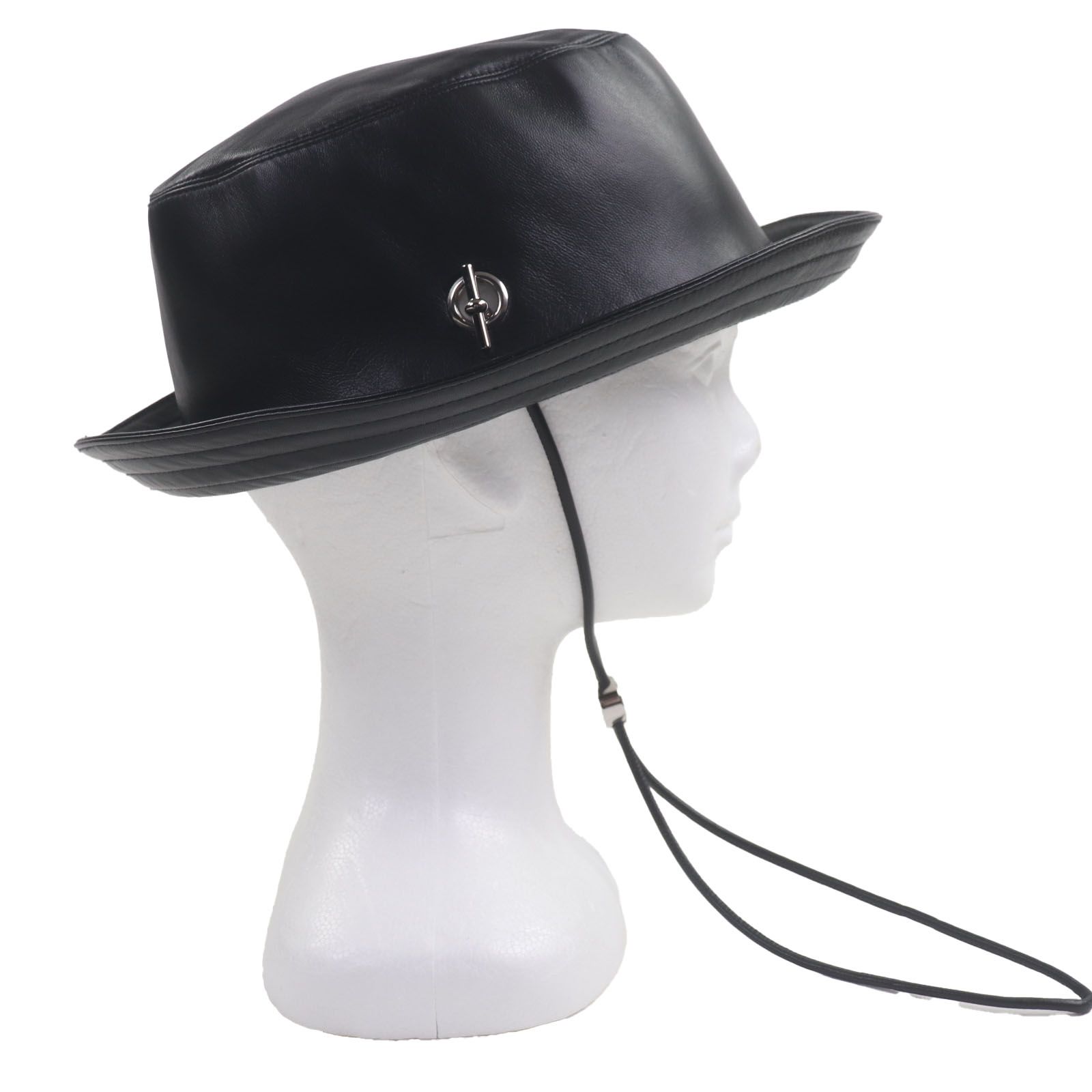 極美品▽HERMES エルメス 羊革 ラムレザー 裏地カシミヤ100% シルバー