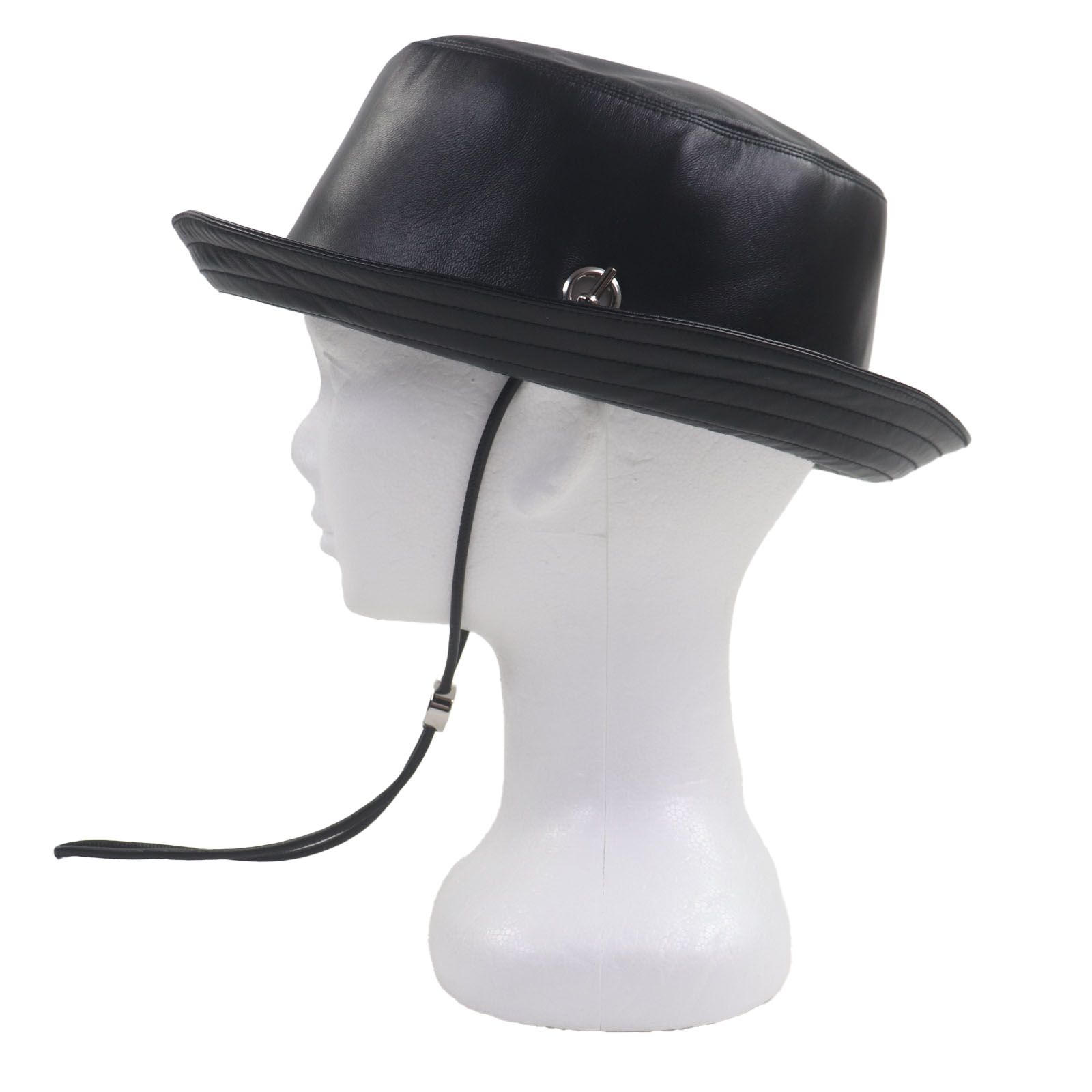 極美品▽HERMES エルメス 羊革 ラムレザー 裏地カシミヤ100% シルバー