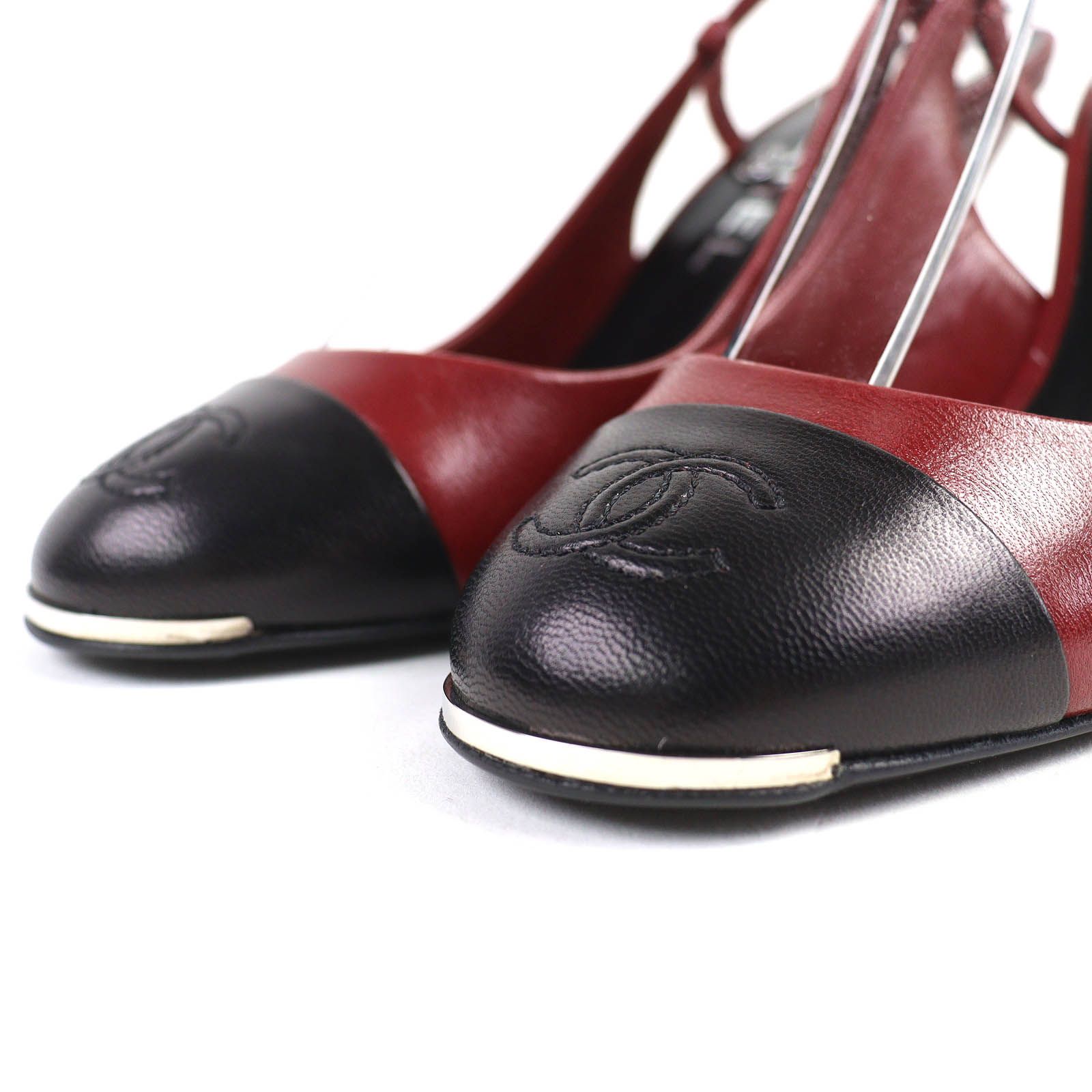 極美品 CHANEL シャネル パンプス バイカラー ココマーク レザー 極美品△CHANEL シャネル G27344 ココマークステッチ レザー スリング