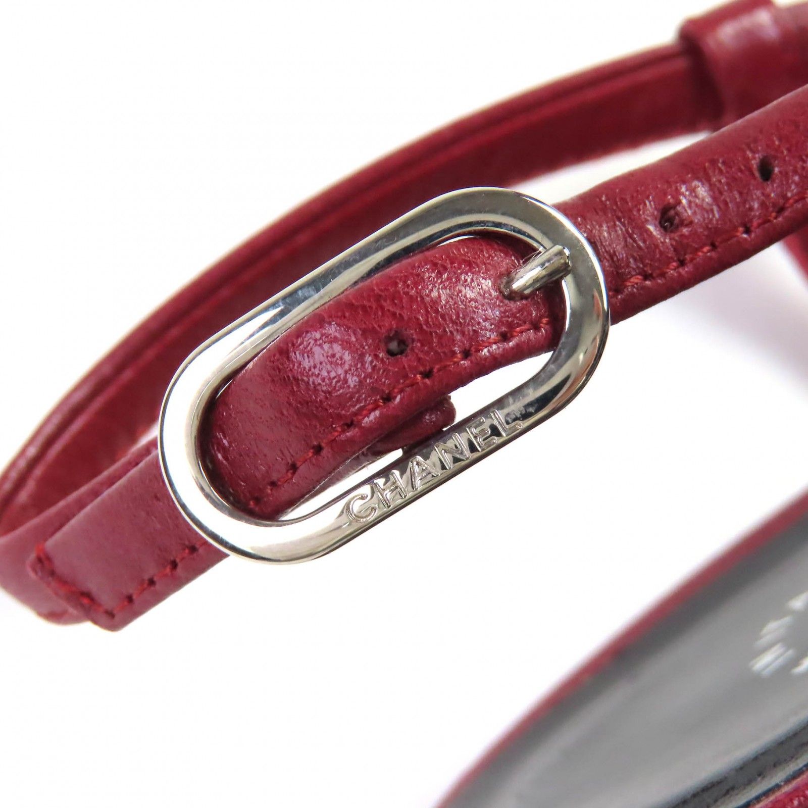 極美品△CHANEL シャネル G27344 ココマークステッチ レザー スリング