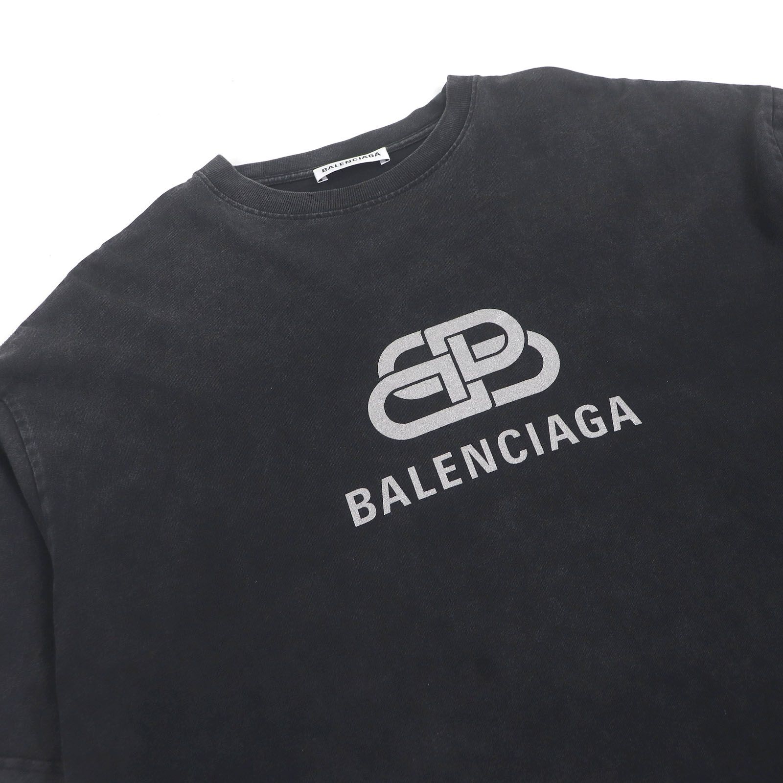 美品□BALENCIAGA バレンシアガ 571205 BBロゴプリント USED加工
