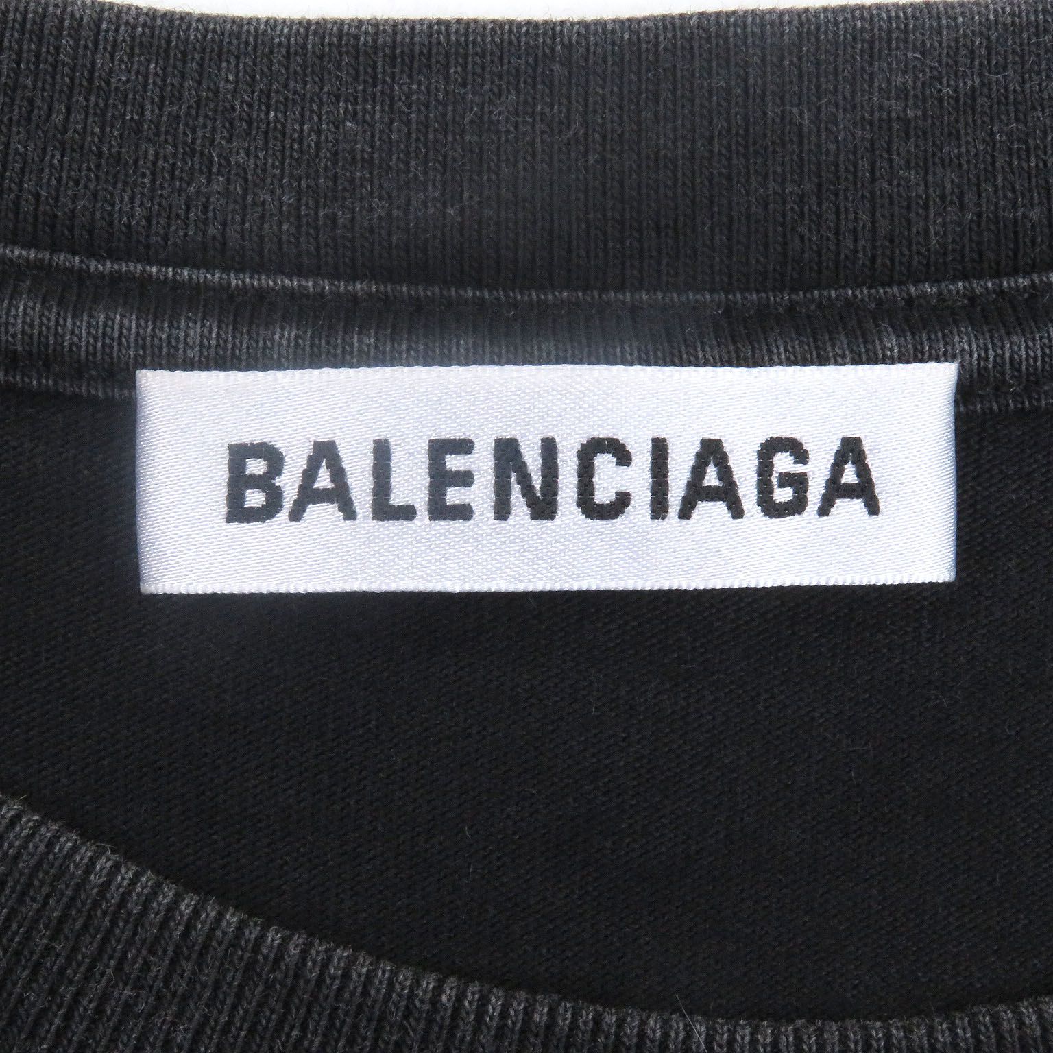 美品BALENCIAGA オーバーサイズシャツ 無地ブラック ロゴバックプリント 美品□BALENCIAGA バレンシアガ 571205 BBロゴプリント USED加工