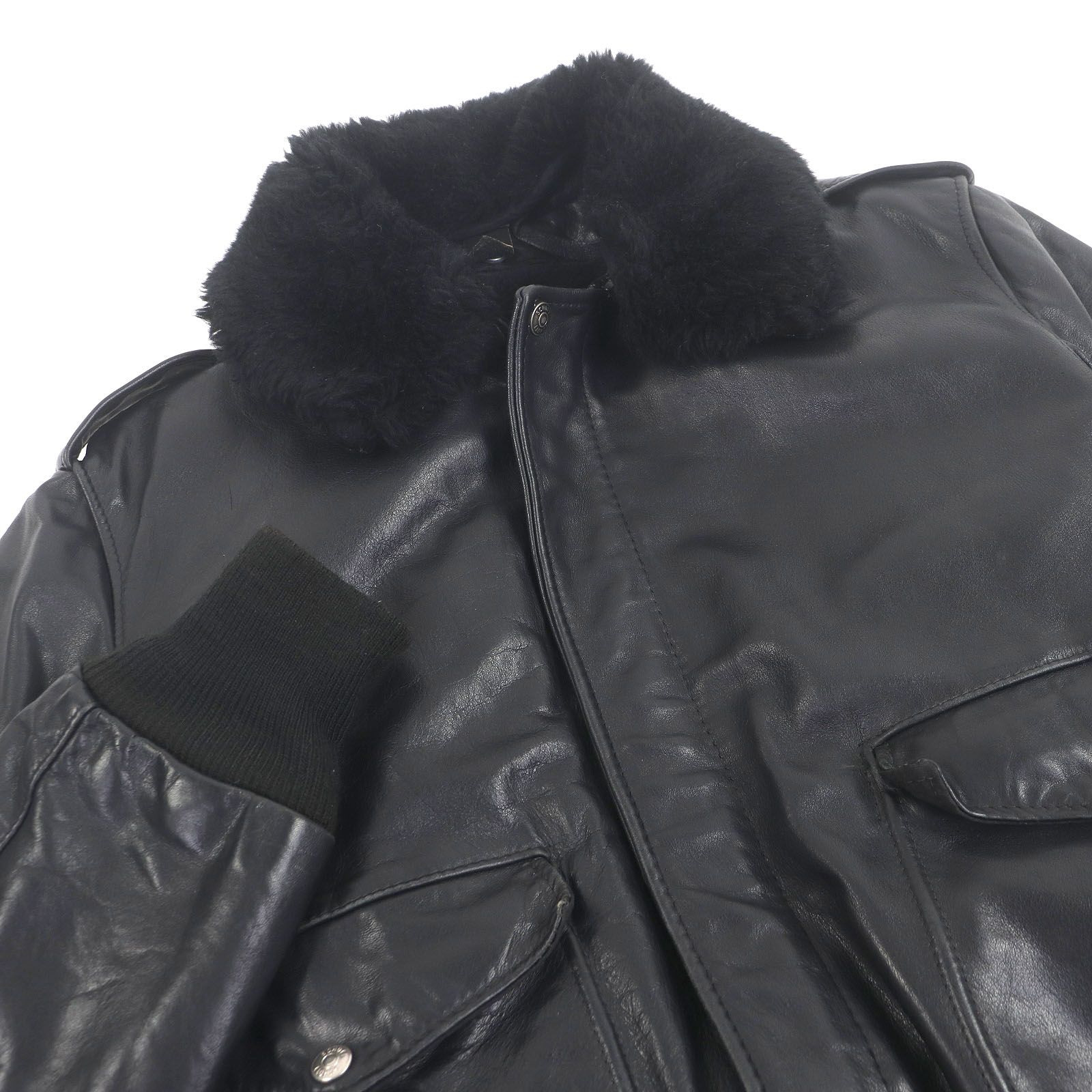 良品□schott ショット 184SM A-2 レザー 襟ボア ライナー付き