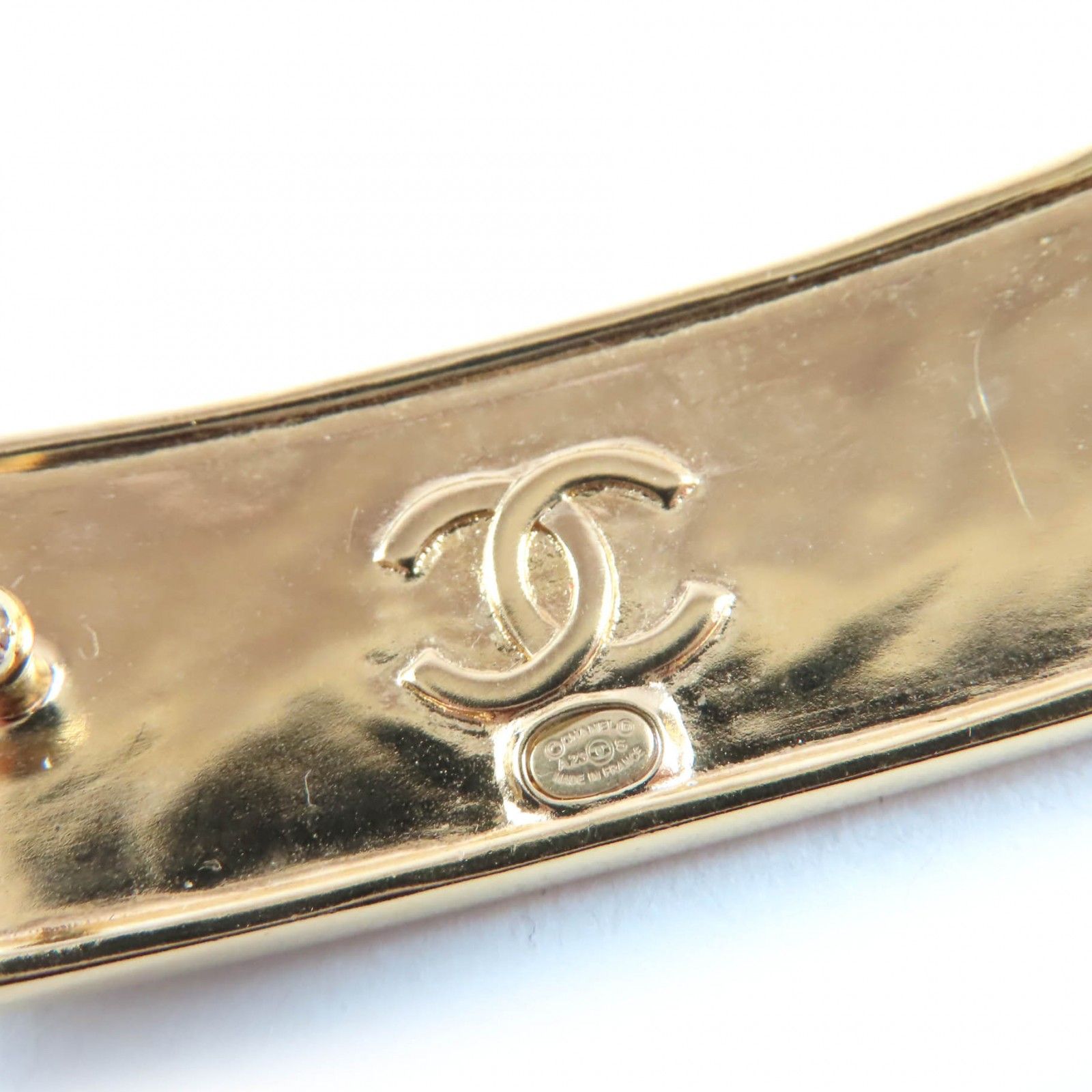 美品☆CHANEL シャネル A23S ABA781 レザー メタル ロゴデザイン ヘア