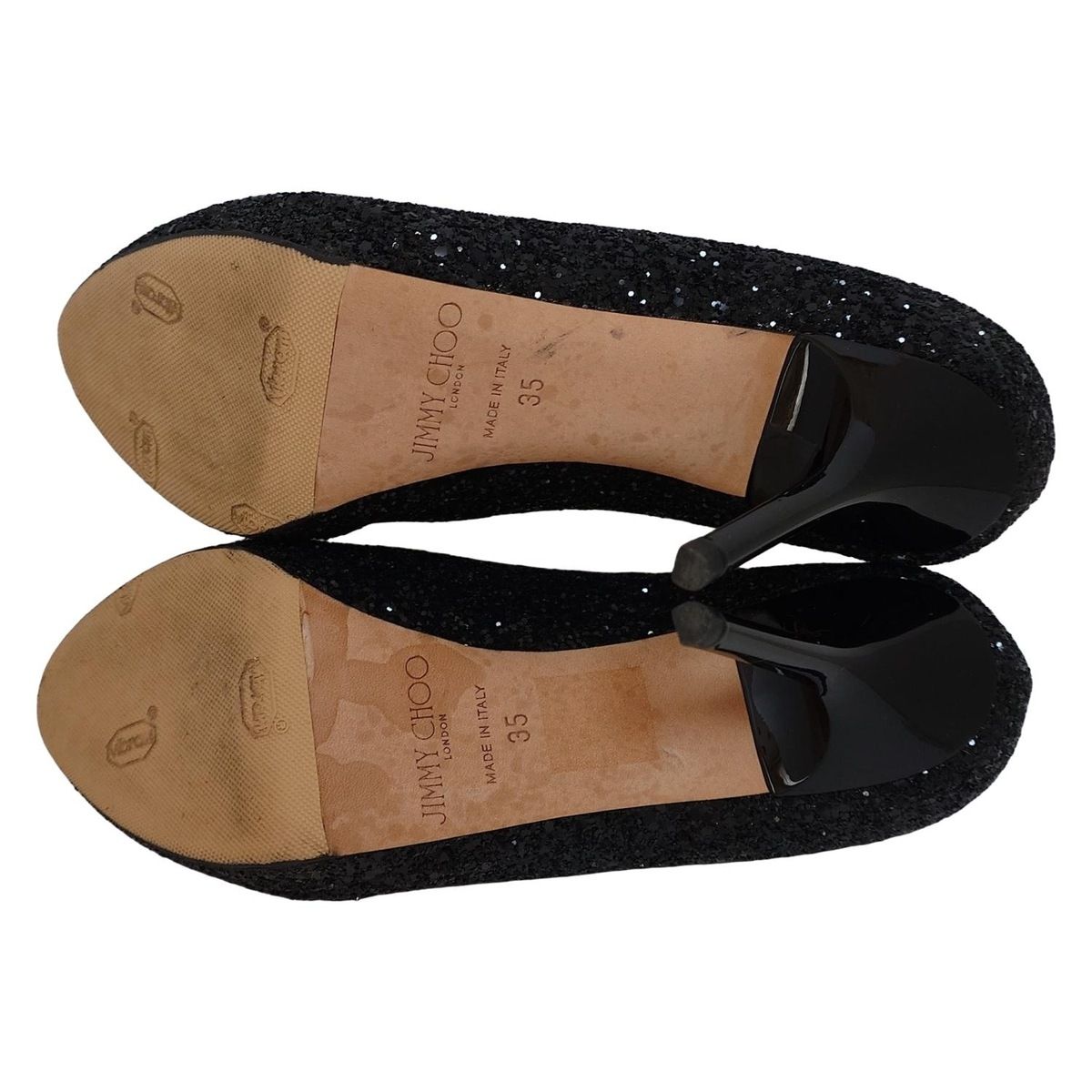 美品　JIMMY CHOO ジミーチュウ　黒のパンプス　35 1/2 JIMMY CHOO(ジミーチュウ) パンプス 35 レディース - 黒 オープントゥ