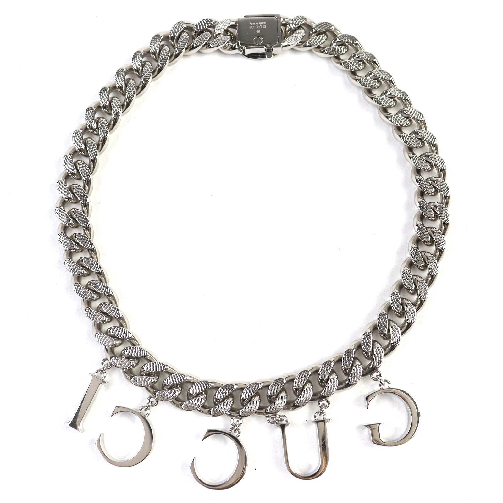 美品△GUCCI グッチ 675769 スクリプトロゴ チョーカー インター 