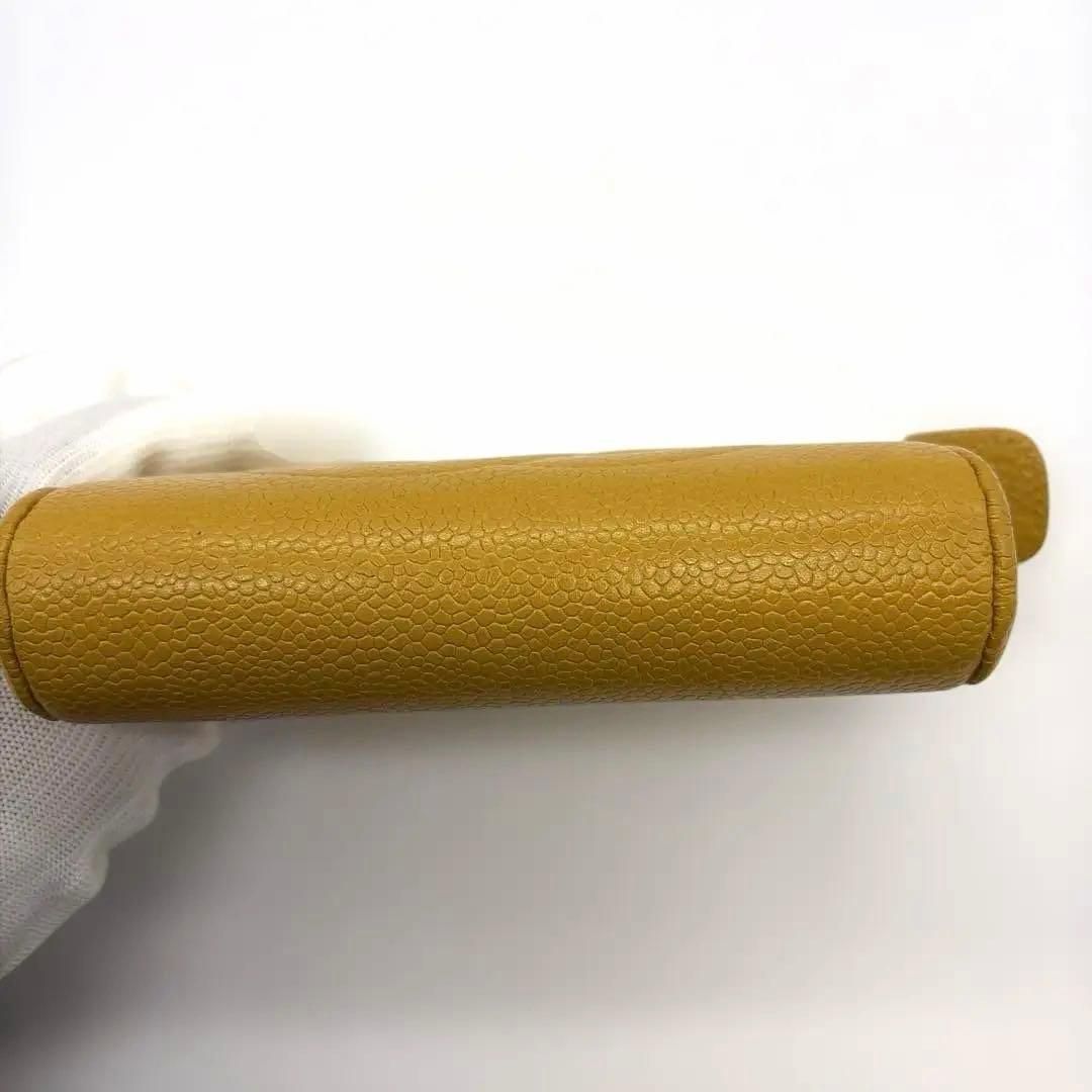 希少】CHANEL シャネル キャビアスキン ポーチ 黄色 ココマーク ロゴ