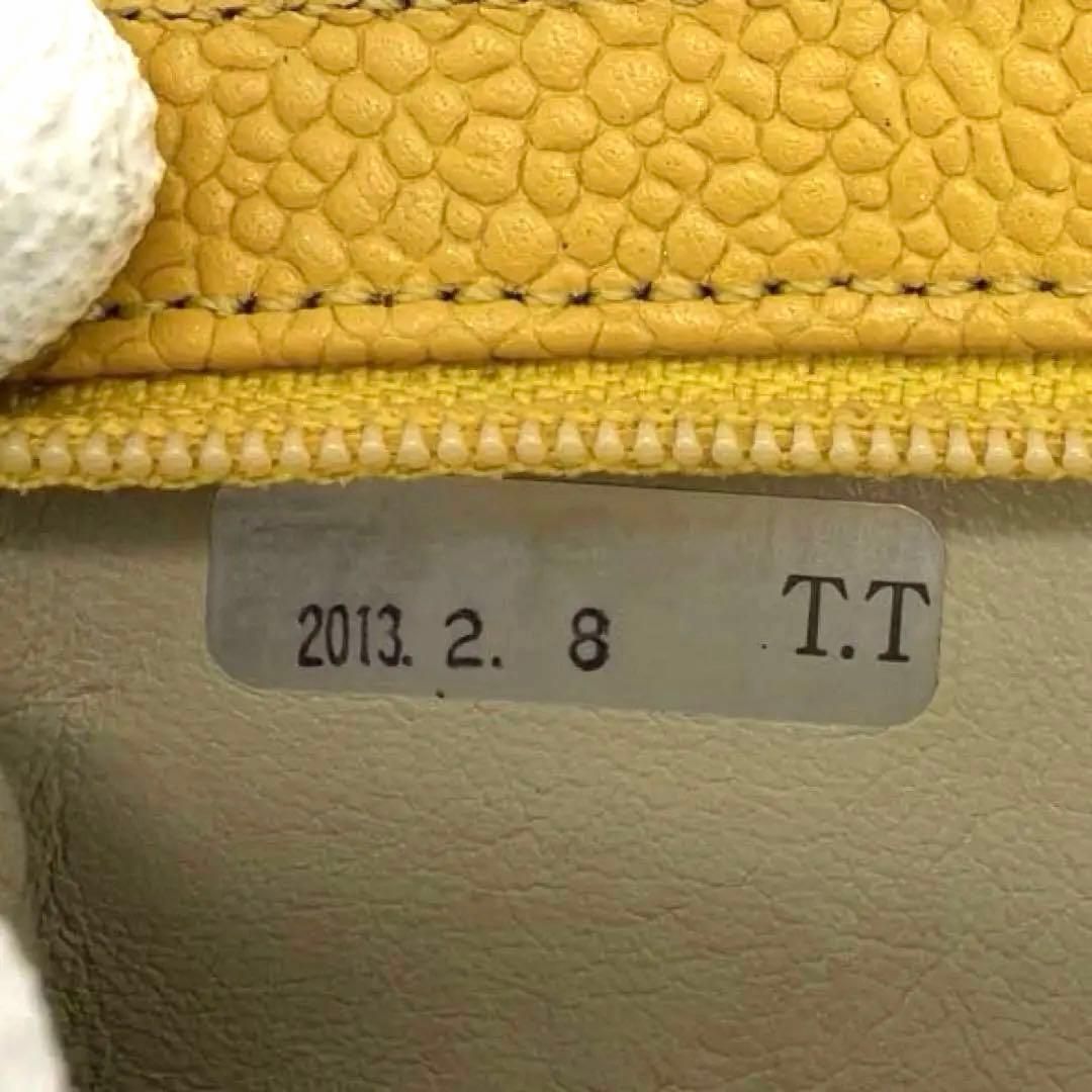 希少】CHANEL シャネル キャビアスキン ポーチ 黄色 ココマーク ロゴ