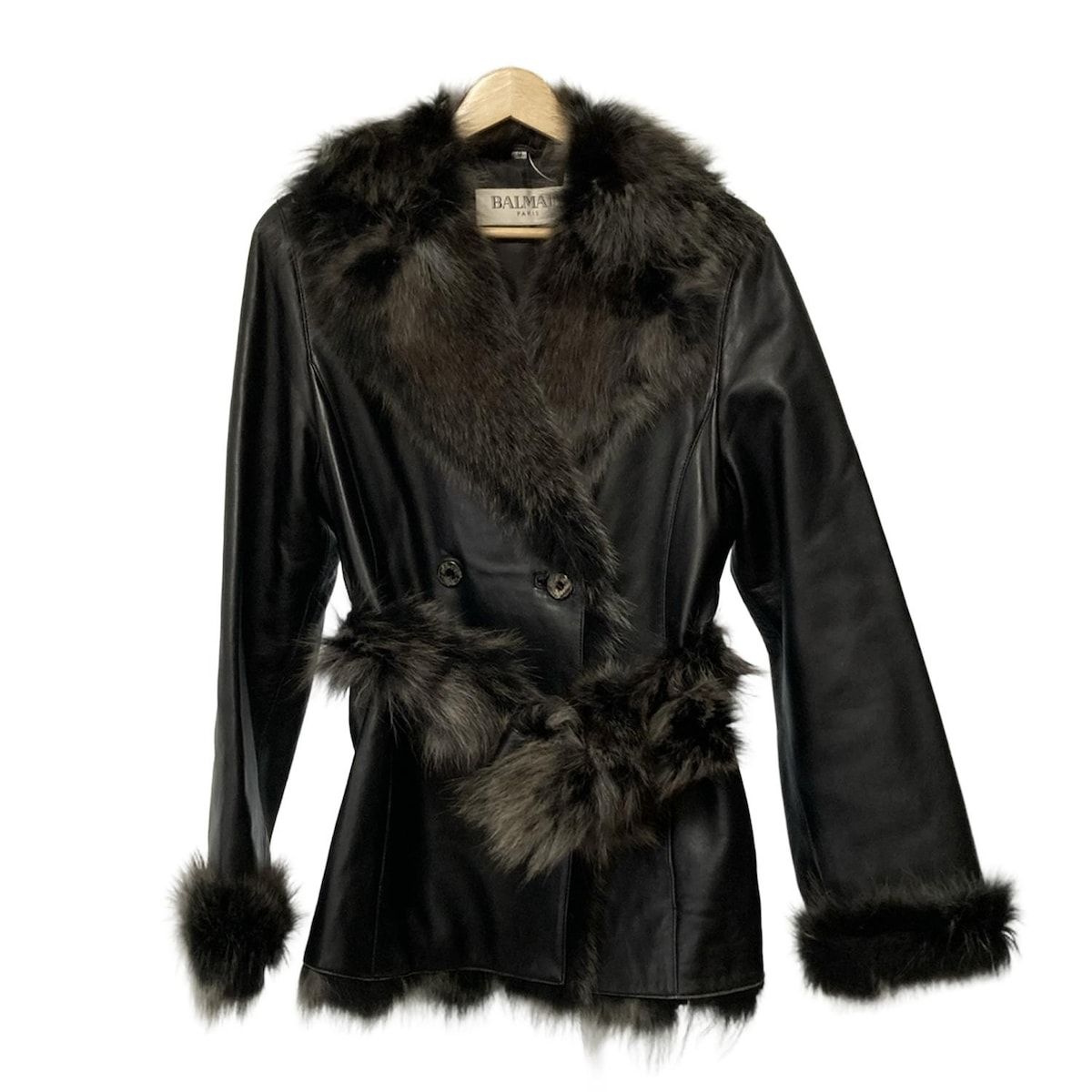 BALMAIN バルマン ブルーフォックス レザージャケット 黒 9 BALMAIN バルマン ブルーフォックス レザージャケット 黒 9