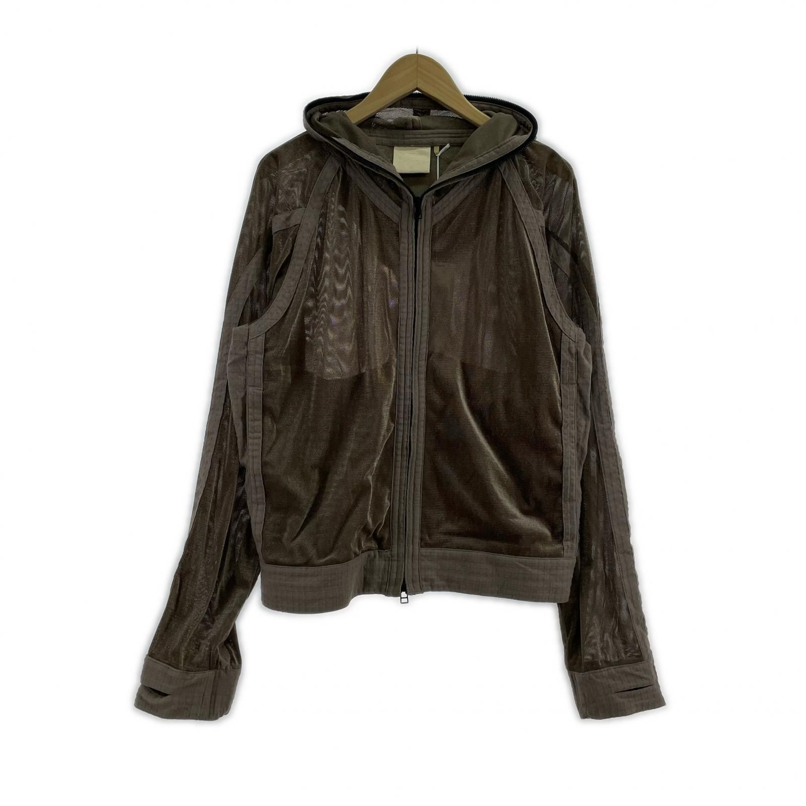 25ss JIAN YE MESH HOODIE 参 M ﾌﾞﾗｳﾝ - メルカリ