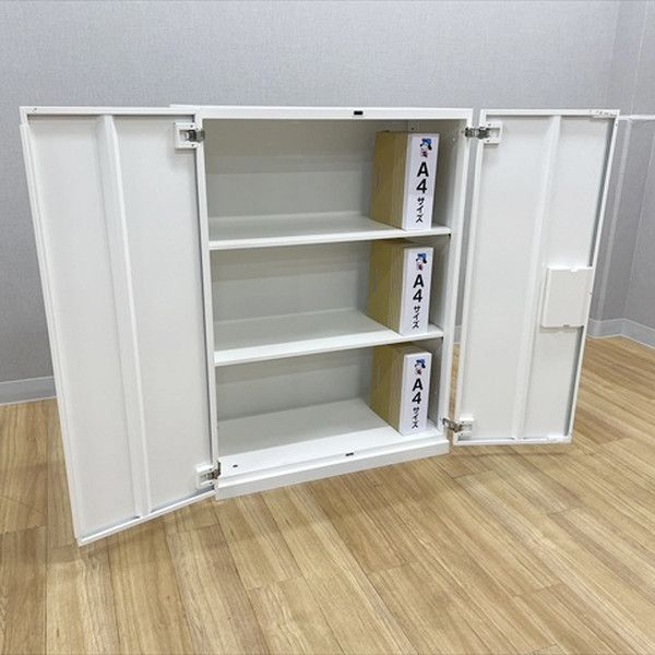 両開キャビネット 書庫 スチールキャビネット オカムラ ネオホワイト 中古｜オカムラ｜レクトライン｜両開き書庫（ダイヤル錠タイプ