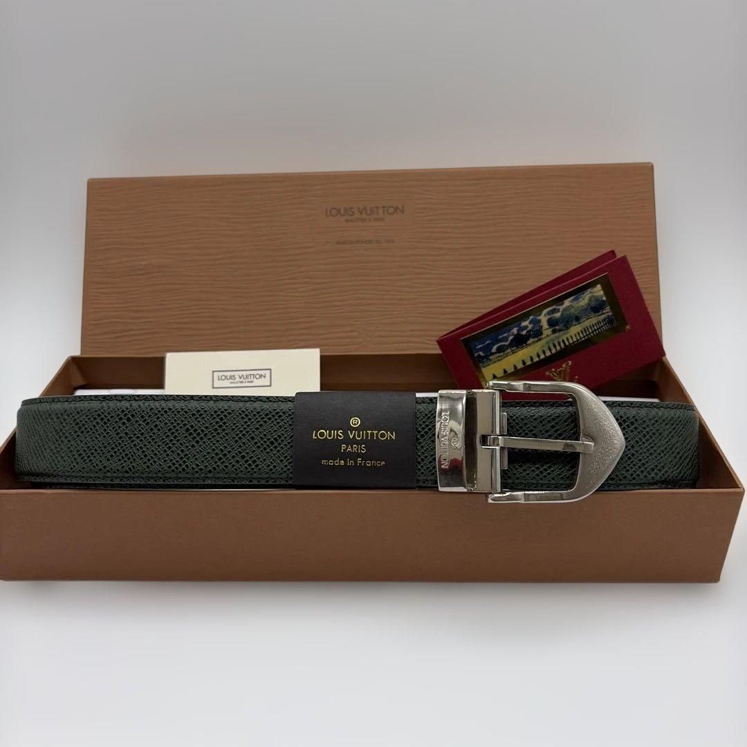 新品同様】ルイヴィトン ベルト タイガ サンチュール 濃い緑 1031-2