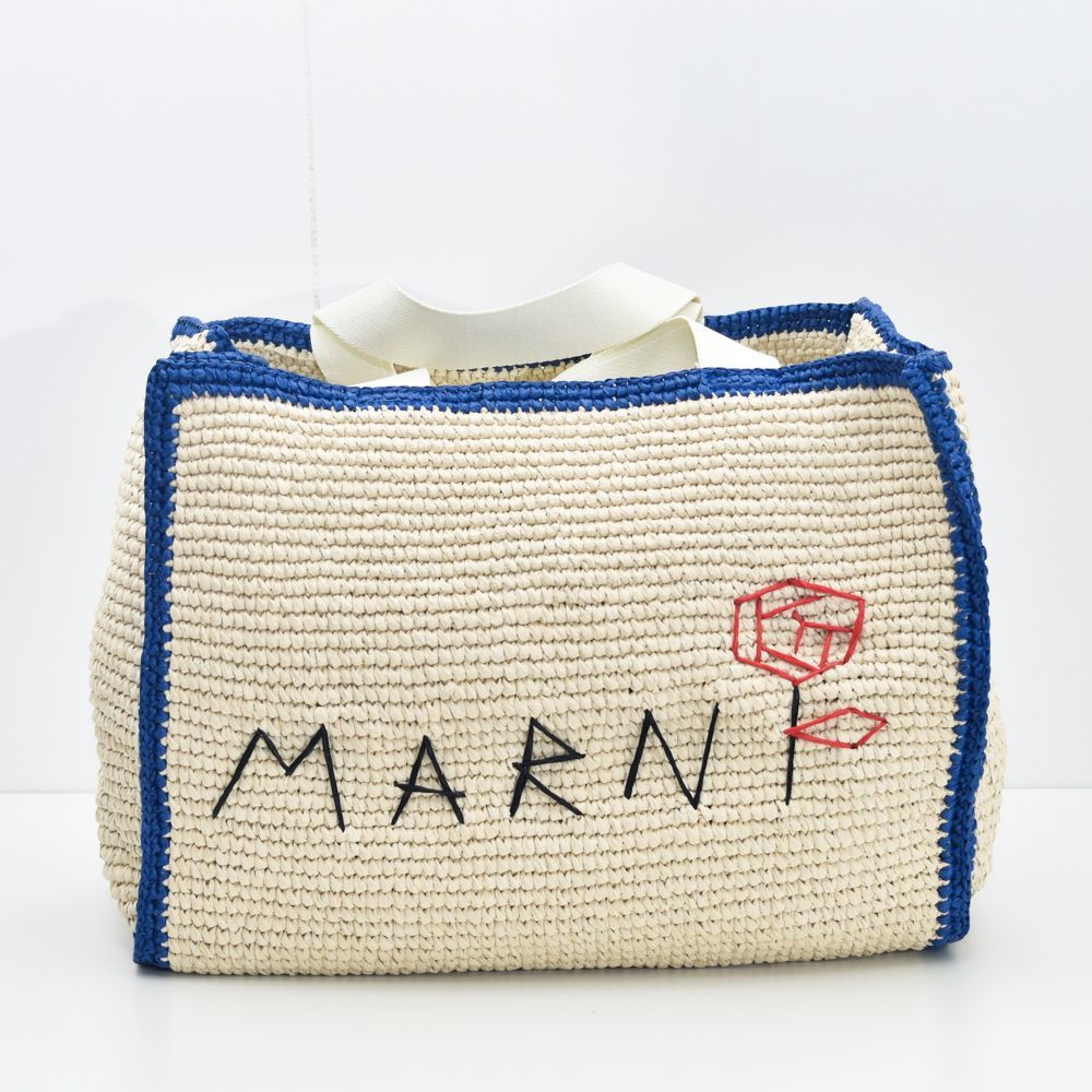 マルニ トートバッグ ショルダーバッグ レディース 2way ロゴ ラフィア