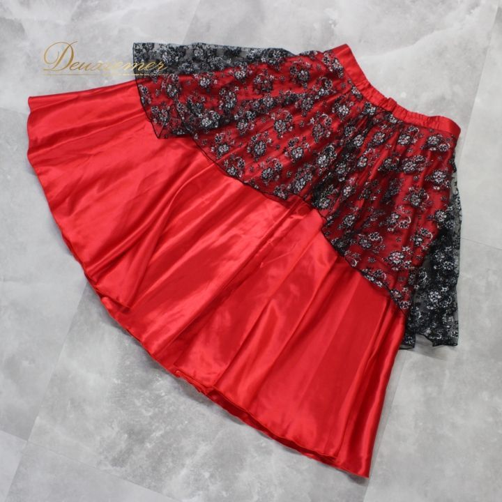 新品　豪華　社交ダンス　黒　赤　ベージュ　スカート　花柄　パーティ　4275 新品 豪華 社交ダンス 黒 赤 ベージュ スカート 花柄 パーティ 4275