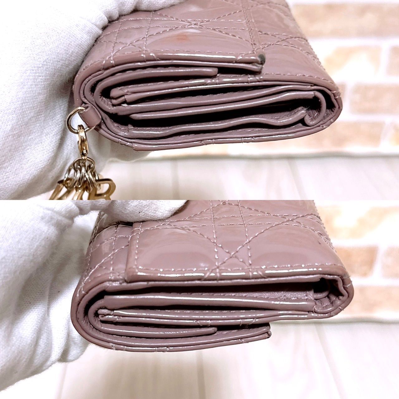 格安) Christian Dior(クリスチャンディオール) 折財布 エナメル